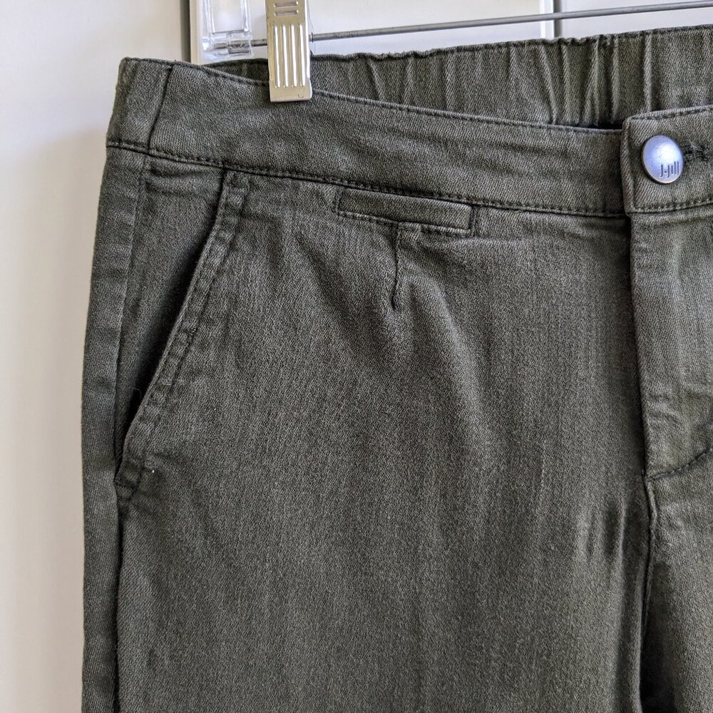J.Jill Mid Rise Slim Cropped Stretch Jeans Women 8 Petite Khaki Green Raw Hem - Picture 4 of 11